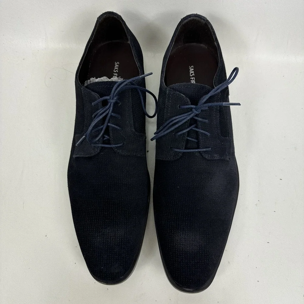 Saks Fifth Avenue Tatum‎ Oxford Leather Dress Shoes size 11 M Men Navy Blue